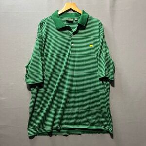 Amen Corner Masters Golf Polo Shirt Mens XL Green Striped Pima Cotton SS